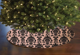 Poplin Damask Floral Tree Skirt Christmas Decoration 58" Round Skirt