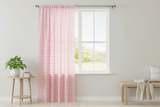 Poplin Gingham Checkered Window Curtain 56 Inch Wide - Pink