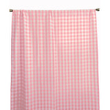 Poplin Gingham Checkered Window Curtain 56 Inch Wide Pink