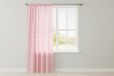 Poplin Gingham Checkered Window Curtain 56 Inch Wide - Pink