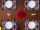 Poplin Damask Floral Dinner Table Placemats Holiday Home Decoration 13" x 19" (Pack of 4)
