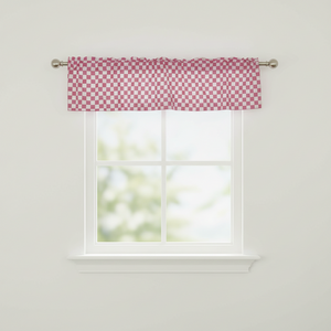 Cotton Window Valance Checkered Print 58" Wide Racecar 1 Inch Checkerboard - Pink