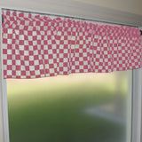 Cotton Window Valance Checkered Print 58" Wide Racecar 1 Inch Checkerboard - Pink