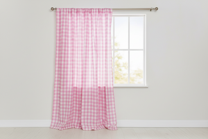 Cotton Gingham Checkered Curtain 58 Inch Wide - Pink