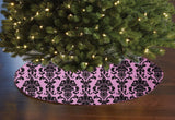 Poplin Damask Floral Tree Skirt Christmas Decoration 58" Round Skirt