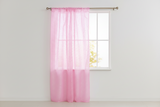 Silver Stars on Sheer Tinted Organza Solid Single Curtain Panel 58 Inch Wide - Pink