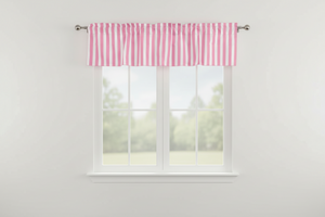 Cotton Window Valance Stripe Print 58 Inch Wide / 1 Inch Stripe - Pink
