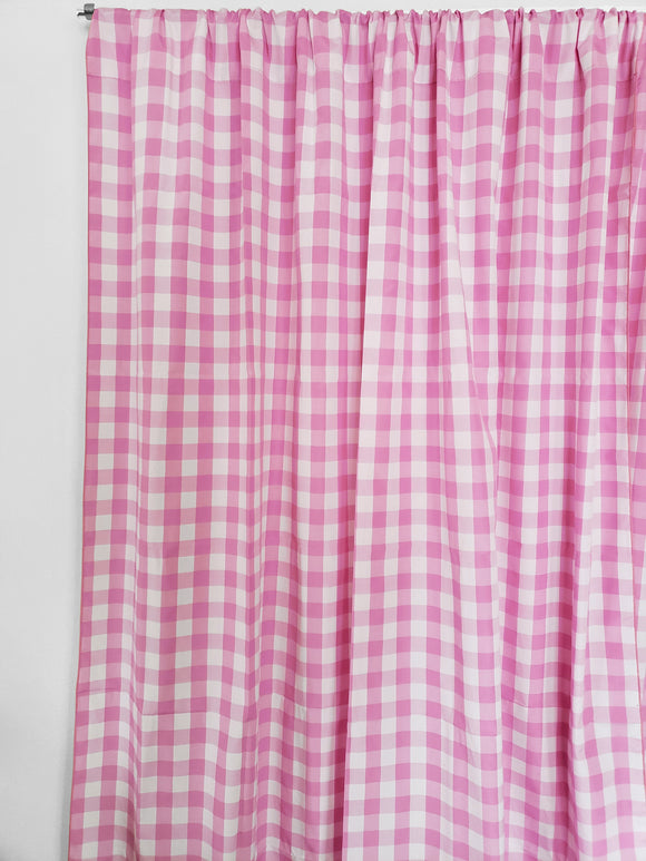 Cotton Gingham Checkered Curtain Pink 58 Inch Wide