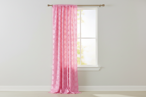 Satin Rosette 3D Pop up Flower Single Curtain Panel 54 Inch Wide - Pink
