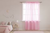 Silver Stars on Sheer Tinted Organza Solid Single Curtain Panel 58 Inch Wide - Pink