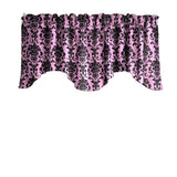 Poplin Damask Floral Scalloped Wave Window Valance 58" Wide / 20" Tall