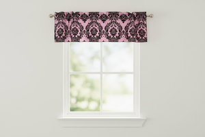 Flocked Damask Window Valance 58" Wide - Pink