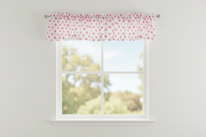 Cotton Window Valance Polka Dots Print 58 Inch Wide - Pink on White