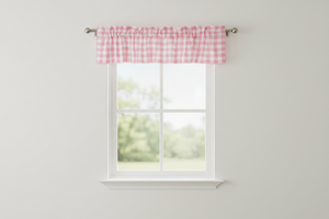 Cotton Gingham Checkered Window Valance 58" Wide - Pink