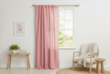Faux Burlap Texture Polyester Solid Single Curtain Panel 58 Inch Wide - Pink
