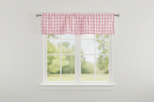 Poplin Gingham Checkered Window Valance 58" Wide - Pink