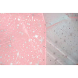 Silver Stars on Sheer Tinted Organza Fabric for Arts, Crafts, & Sewing