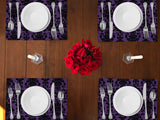 Poplin Damask Floral Dinner Table Placemats Holiday Home Decoration 13" x 19" (Pack of 4)