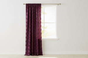 Satin Rosette 3D Pop up Flower Single Curtain Panel 54 Inch Wide - Plum