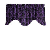 Poplin Damask Floral Scalloped Wave Window Valance 58" Wide / 20" Tall