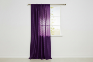 Pintuck Taffeta Cross Stitch Pattern Single Curtain Panel 54 Inch Wide - Plum