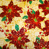 Christmas Floral Poinsettia and Holly Mistletoe Polyester Cotton Decorative Tablecloth