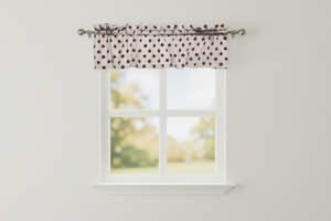 Cotton Window Valance Polka Dots Print 58 Inch Wide - Brown on White