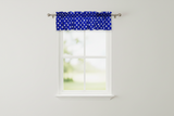 Cotton Window Valance Polka Dots Print 58 Inch Wide - White on Royal Blue