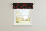 Cotton Window Valance Polka Dots Print 58 Inch Wide - Red on Black