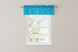Cotton Window Valance Polka Dots Print 58 Inch Wide - White on Turquoise