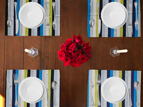 Poplin Printed Multi Stripe Dinner Table Placemats Holiday Home Decoration 13