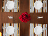 Poplin Printed Multi Stripe Dinner Table Placemats Holiday Home Decoration 13" x 19" (Pack of 4)