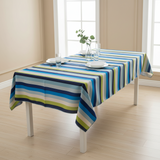 Poplin Printed Multi Stripe Polyester Tablecloth