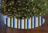 Poplin Multi Stripe Tree Skirt Christmas Decoration 58" Round Skirt