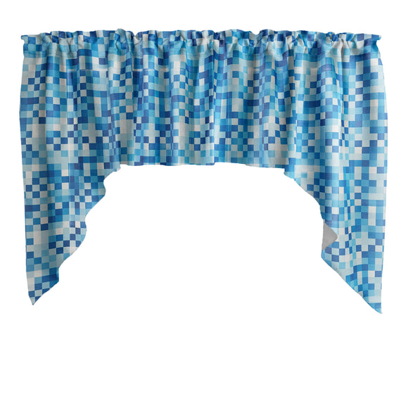 Poplin Pixelated Squares Swag Window Valance 58