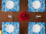 Poplin Printed Pixelated Squares Dinner Table Placemats Holiday Home Decoration 13" x 19" (Pack of 4)