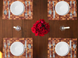 Poplin Printed Pixelated Squares Dinner Table Placemats Holiday Home Decoration 13" x 19" (Pack of 4)