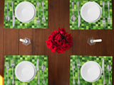 Poplin Printed Pixelated Squares Dinner Table Placemats Holiday Home Decoration 13" x 19" (Pack of 4)