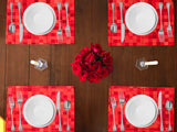 Poplin Printed Pixelated Squares Dinner Table Placemats Holiday Home Decoration 13" x 19" (Pack of 4)