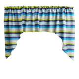 Poplin Multi Stripe Swag Window Valance 58" Wide / 36" Tall
