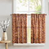 Poplin Pixelated Squares Café Tier Curtains Window Treatment Kitchen Home Décor