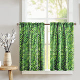 Poplin Pixelated Squares Café Tier Curtains Window Treatment Kitchen Home Décor