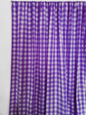 Cotton Gingham Checkered Curtain 58 Inch Wide - Purple