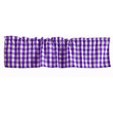 Poplin Gingham Checkered Window Valance 58" Wide Purple