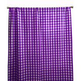 Poplin Gingham Checkered Window Curtain 56 Inch Wide - Purple
