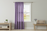 Poplin Gingham Checkered Window Curtain 56 Inch Wide - Purple