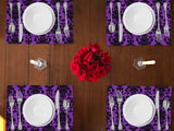 Poplin Damask Floral Dinner Table Placemats Holiday Home Decoration 13" x 19" (Pack of 4)