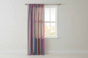 Cotton Curtain Stripe Print 58 Inch Wide / Multi Stripe - Purple Blue