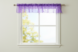 Silver Stars on Sheer Organza Tinted Window Valance 58" Wide - Purple