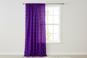 Satin Rosette 3D Pop up Flower Single Curtain Panel 54 Inch Wide - Purple
